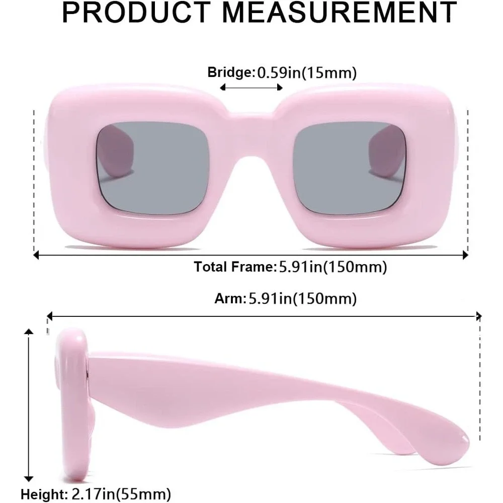 Womens Retro‎ Square Sunglasses Thick Frame Fashion UV400 Protection Pink Lentes